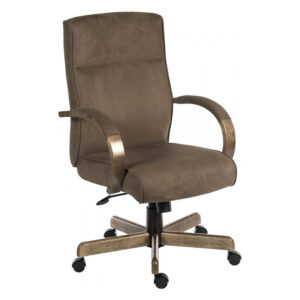 Glencoe Brown Faux Suede Executive Chair with Driftwood Effect Star Base