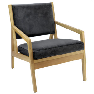 Hanna Wooden Reception Chair – Grey Fabric, Oak Finish