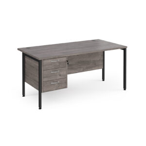 Porto 25 H-Frame Straight Desk with 3 Drawer Pedestal - 800mm Deep