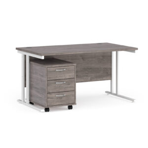 Porto 25 Straight Desk with 3 Drawer Pedestal - 1400mm x 800mm