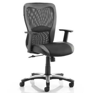 NEXT DAY Victor II Executive Chair Black Leather Black Mesh with Arms