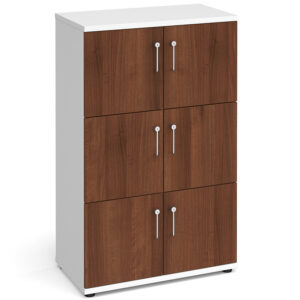 Universal White/Walnut Wooden Storage 6 Door Lockers - 1267mm High
