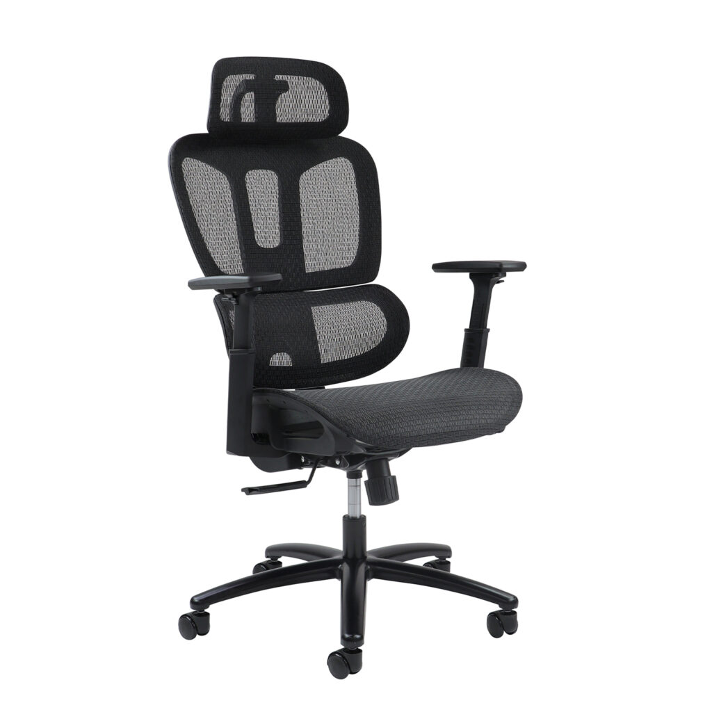 Alera Mesh Back Operator Chair with Headrest and Black Mesh Seat