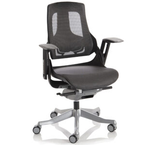 Zure Charcoal Mesh Executive Office Chair with Black Frame and Arms