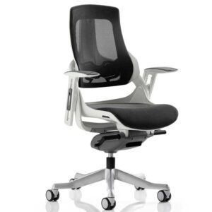 NEXT DAY Zure Executive Chair Charcoal Mesh and White Frame with Optional Headrest