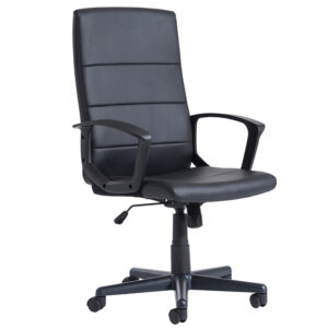 Ascona High Back Managers Chair- Black Leather Faced