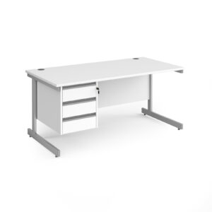 Benito Cantilever Leg Straight Desk with 3 Drawer Pedestal - 800mm Deep
