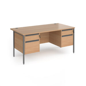 Benito H-Frame Straight Desk with 2 and 2 Drawer Pedestals 800mm Deep