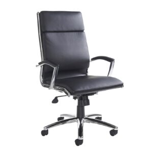 Florence High Back Executive Chair - Black leather Faced