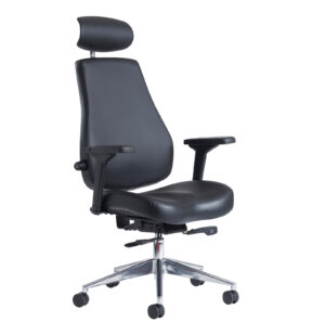 Franklin High Back 24 Hour Task Chair with Headrest - Black Leather Faced