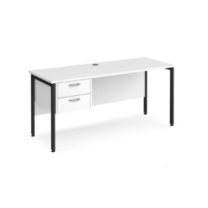 Porto 25 H-Frame Straight Desk with 2 Drawer Pedestal - 600mm Deep