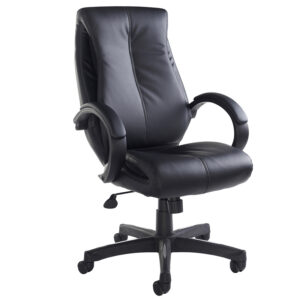 Nantes High Back Managers Chair - Black Leather Faced