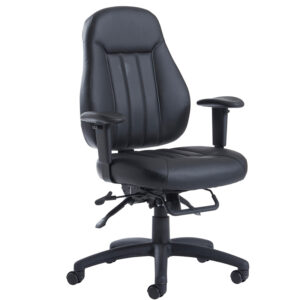Zeus Medium Back 24-Hour Task Chair – Black Faux Leather