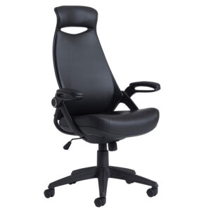 Tuscan Managers Chair With Head Support - Black Leather Faced
