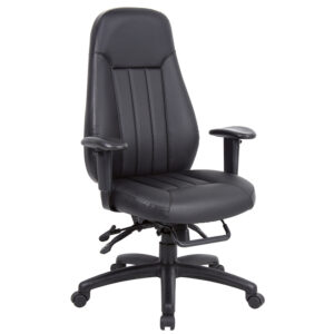 Zeus High Back 24-Hour Task Chair - Black Faux Leather