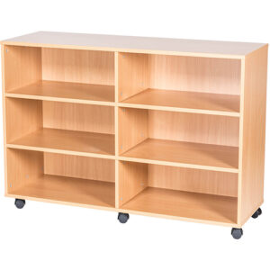 10 High Quad Bay Open Mobile or Static Classroom Storage Unit with 4 Fixed Shelves - 943mm High