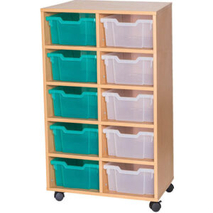 10 Deep Tray Double Bay Fixed Shelf Mobile or Static Unit - 1025mm High