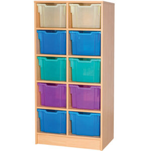 10 Extra Deep Tray Double Bay Static Fixed Shelf Classroom Storage Unit - 1428mm High