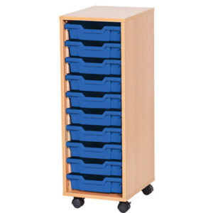 10 Tray Mobile or Static Single Bay Classroom Storage Unit - 943mm High