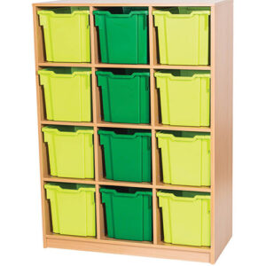12 Jumbo Tray Triple Bay Static Fixed Shelf Classroom Storage Unit - 1510mm High