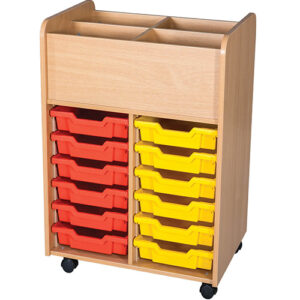 12 Tray Double Bay Mobile School Book Trolley - 900mm High