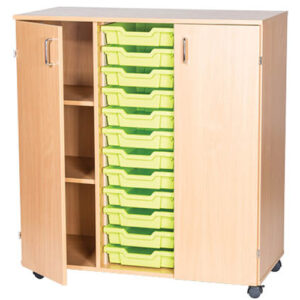 12 Tray Triple Bay Mobile or Static School Cupboard Unit - 1107mm High