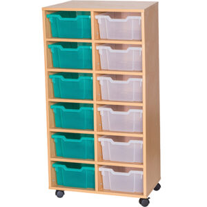 12 Deep Tray Double Fixed Shelf Mobile or Static Unit - 1189mm High