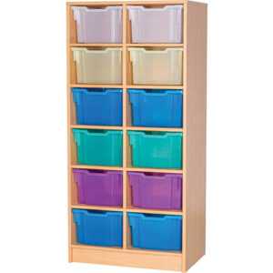 12 Extra Deep Tray Double Bay Static Classroom Storage Unit - 1674mm High