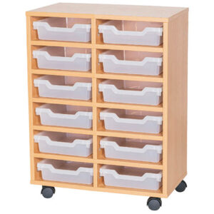 12 Shallow Tray Cubby Mobile Unit - Double Bay