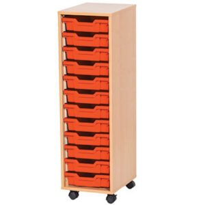 12 Tray Mobile or Static Single Bay Classroom Storage Unit - 1107mm High