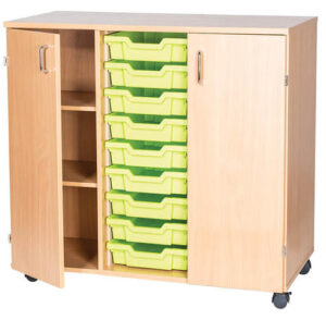 9 Tray Triple Bay Mobile or Static School Double Cupboard - 861mm High