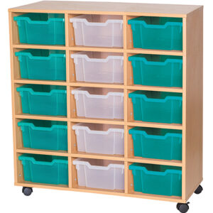 15 Deep Tray Triple Bay Fixed Shelf Mobile or Static Unit - 1025mm High