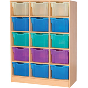 15 Extra Deep Tray Triple Bay Static Fixed Shelf Classroom Storage Unit - 1428mm High