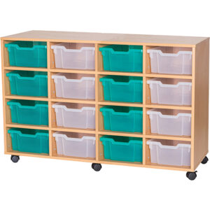 16 Deep Tray Quad Bay Fixed Shelf Mobile or Static Unit - 779mm High