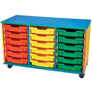 18 Tray Mobile Triple Bay COLORE! Classroom Storage Unit - 615mm High