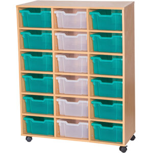 18 Deep Tray Triple Bay Fixed Shelf Mobile or Static Unit - 1189mm High