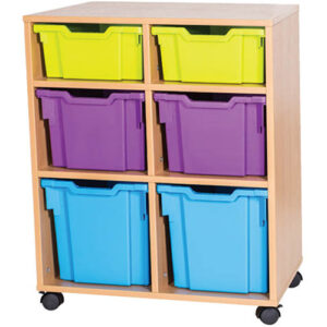 6 Mixed Tray Double Bay Mobile or Static Classroom Storage Unit - 861mm High