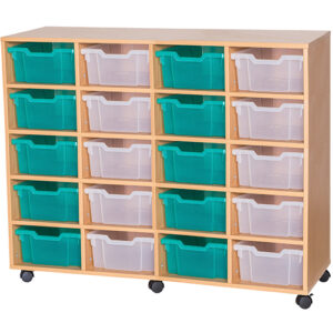 20 Deep Tray Quad Bay Fixed Shelf Mobile or Static Unit - 1025mm High