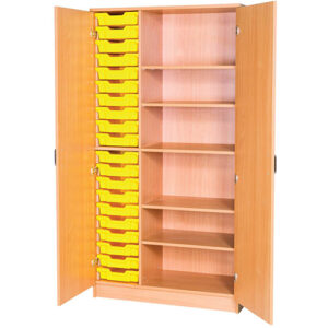 20 Tray Triple Bay Static Classroom Cupboard with Shelves - 1838mm