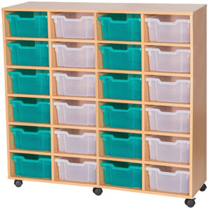 24 Deep Tray Quad Bay Fixed Shelf Mobile or Static Unit - 1189mm High