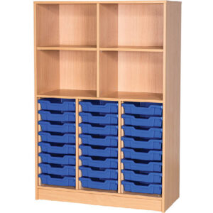 24 Tray Triple Bay Static Classroom Open Unit with Shelves- 1510mm High