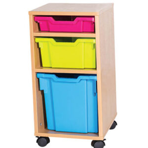 3 Mixed Tray Single Bay Mobile or Static Classroom Storage Unit - 697mm High
