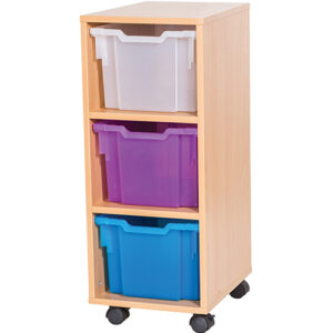 3 Extra Deep Tray Single Bay Static or Mobile Classroom Storage Unit - 861mm High