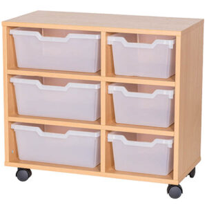 3 Deep 3 Wide Tray Cubby Mobile Unit - Double Tray