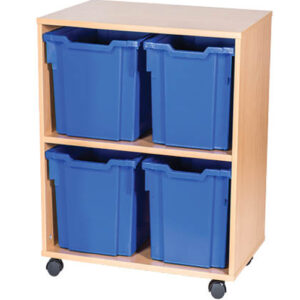 4 Jumbo Tray Double Bay Mobile or Static Classroom Storage Unit - 779mm High