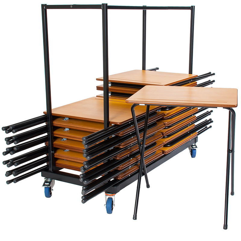 40 Standard Beech Folding Exam Desks - 600mm x 600mm - With Trolley