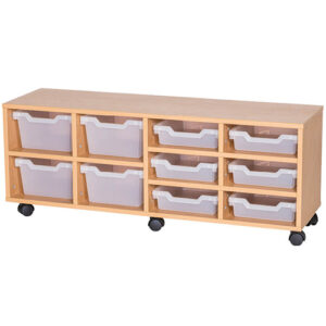 4 Wide 6 Shallow Tray Cubby Mobile Unit - Quad Bay