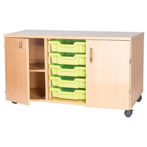 5 Tray Triple Bay Mobile or Static School Double Cupboard - 533mm High
