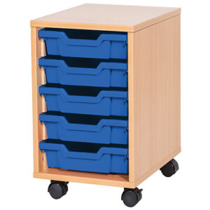 5 Tray Mobile or Static Single Bay Classroom Storage Unit - 533mm High