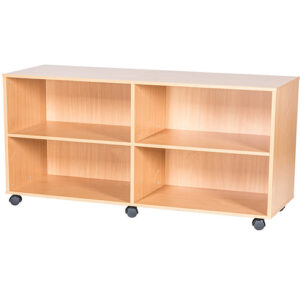 6 High Quad Bay Open Mobile or Static Classroom Storage Unit with 2 Fixed Shelves - 615mm High